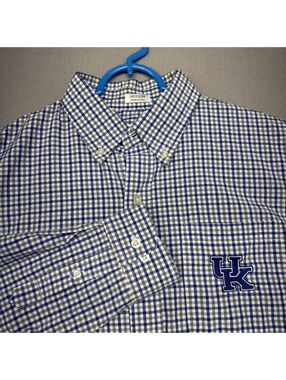 Campus Specialties Kentucky Wildcats Shirt Mens Medium Blue Gingham Plaid Button
